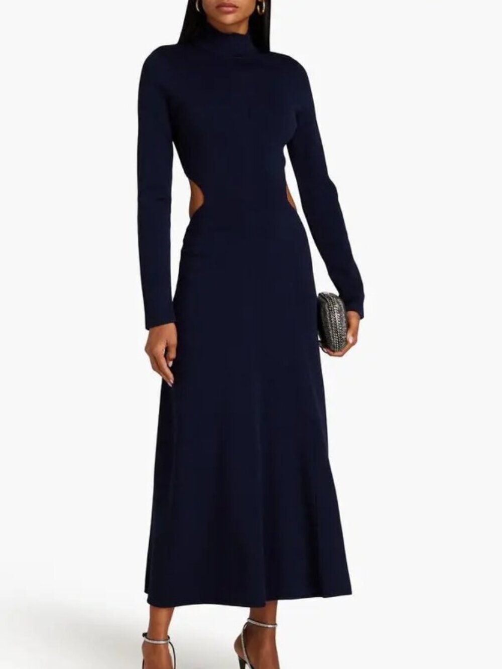 NWT Aje Navy Blue Anika Cut Out Midi Dress S